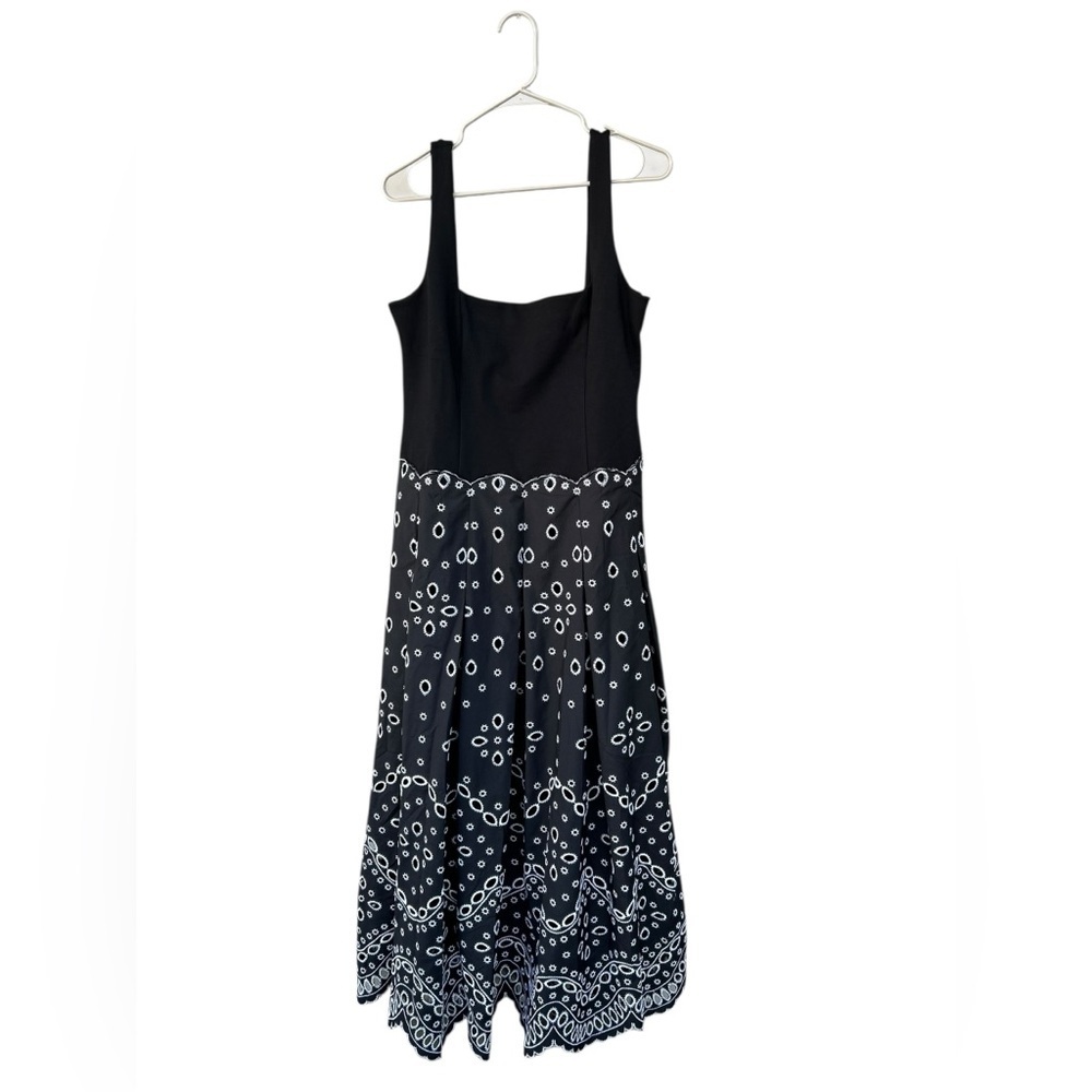 NWT Maeve Sleeveless Square-Neck Eyelet Midi Dress - Size Large - Black - Picture 6 of 14